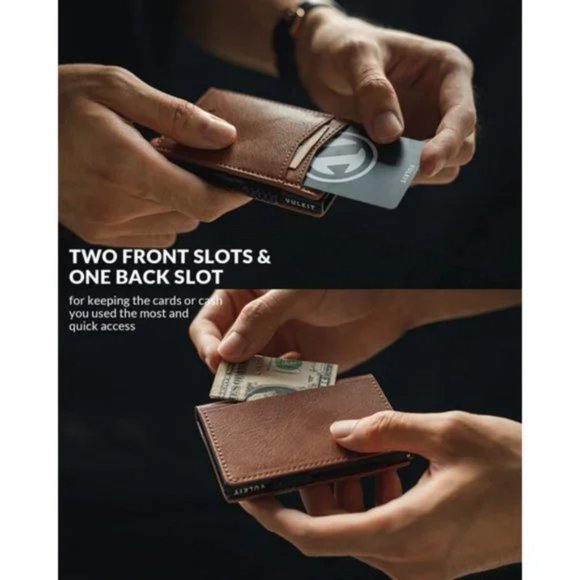 New Card Holder Pop Up Cards Slim Leather Wallet RFID Protection, Brown - Picture 5 of 7